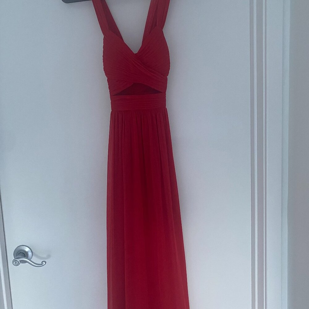 Elegant Red Evening Gown Full Length Dress Size 0 XSmall
